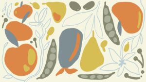 фрукты и овощи в абстрактном стиле