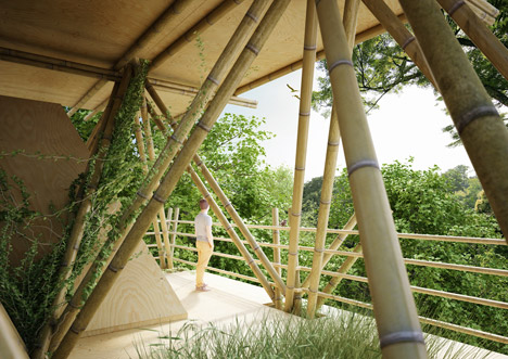 терасса бамбукового дома